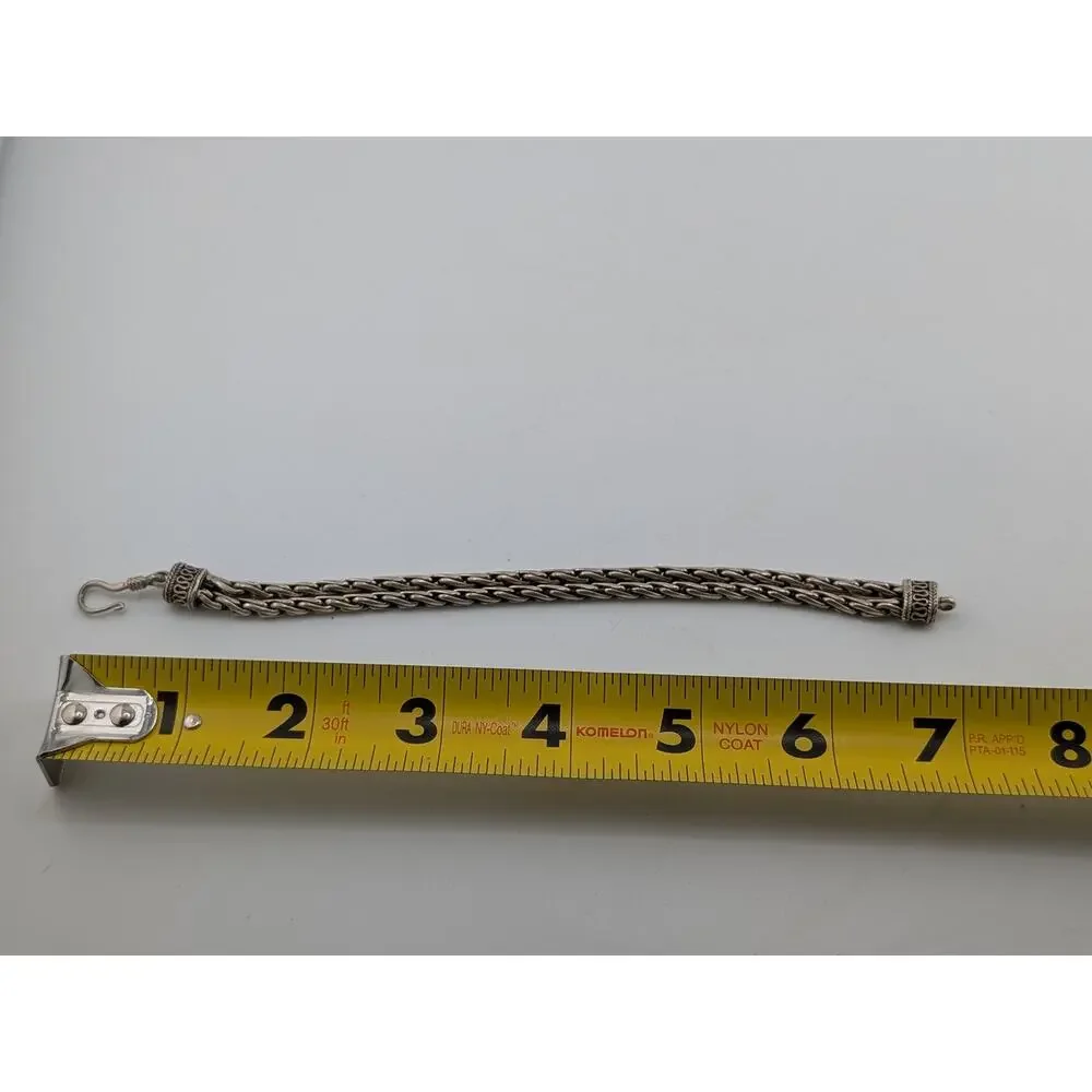 Sterling Silver Multi Chain Braided Bracelet 7 Inch Vintage Style - Picture 2 of 8